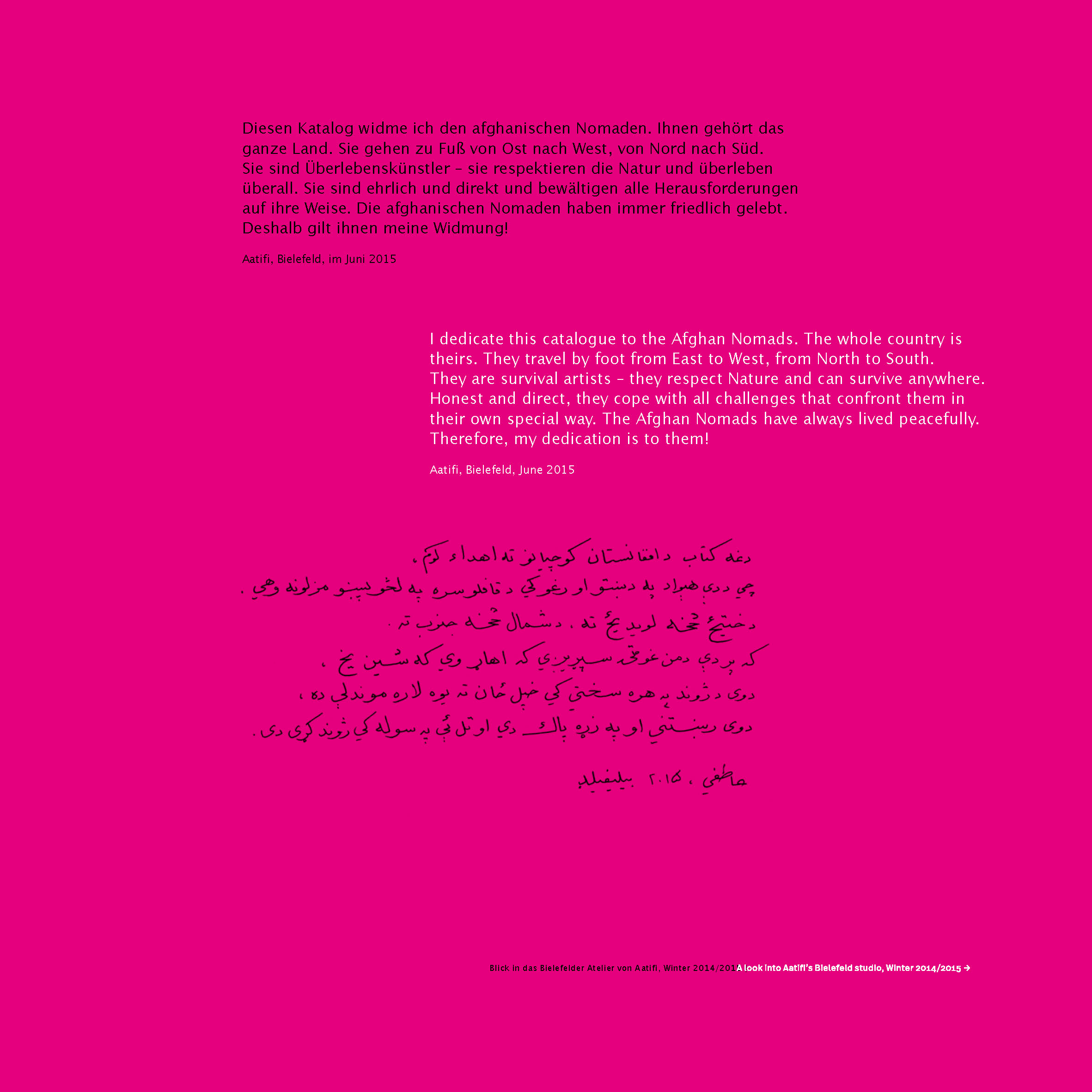 Aatifi Ausstellungskatalog Widmung afghanische Nomaden